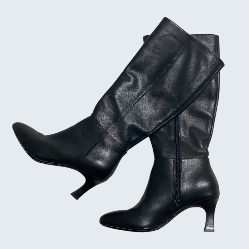 Sofft Boots Sonya Knee High Kitten Heel Pointed Toe Genuine Leather Black Size 8 - Picture 6 of 15